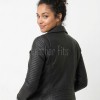 Women's Luxury Black Leather Biker Jacket - Slim Fit Asymmetric Genuine Lambskin Motorcycle Statement Quilted Sleeve Cafe Racer Coat