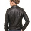 Women's Luxury Black Leather Biker Jacket - Slim Fit Asymmetric Genuine Lambskin Motorcycle Statement Diamond Quilted Cafe Racer Coat