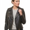 Women's Luxury Black Leather Biker Jacket - Slim Fit Asymmetric Genuine Lambskin Motorcycle Statement Diamond Quilted Cafe Racer Coat