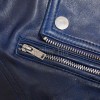 Women's Luxury Navy Blue Leather Biker Jacket - Slim Fit Asymmetric Genuine Lambskin Motorcycle Statement Classic Multi-Zip Moto Coat