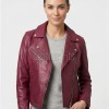 Women's Luxury Maroon Leather Biker Jacket - Slim Fit Asymmetric Genuine Sheepskin Motorcycle Statement Classic Wine Red Moto Coat