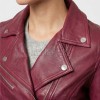 Women's Luxury Maroon Leather Biker Jacket - Slim Fit Asymmetric Genuine Sheepskin Motorcycle Statement Classic Wine Red Moto Coat