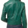 Women's Luxury Green Leather Biker Jacket - Slim Fit Asymmetric Genuine Lambskin Motorcycle Statement Classic Emerald Moto Coat