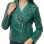 Women's Luxury Green Leather Biker Jacket - Slim Fit Asymmetric Genuine Lambskin Motorcycle Statement Classic Emerald Moto Coat