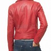 Women's Opulent Red Leather Biker Jacket - Slim Fit Asymmetric Genuine Lambskin Motorcycle Statement Classic Cherry Moto Coat
