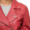 Women's Opulent Red Leather Biker Jacket - Slim Fit Asymmetric Genuine Lambskin Motorcycle Statement Classic Cherry Moto Coat
