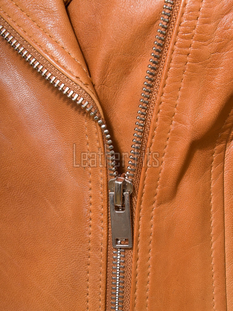 Women's Opulent Tan Leather Biker Jacket - Slim Fit Asymmetric Genuine Sheepskin Motorcycle Statement Classic Camel Moto Coat
