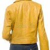 Women's Sumptuous Yellow Leather Biker Jacket - Slim Fit Asymmetric Genuine Cowhide Motorcycle Statement Classic Mustard Moto Coat