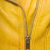 Women's Sumptuous Yellow Leather Biker Jacket - Slim Fit Asymmetric Genuine Cowhide Motorcycle Statement Classic Mustard Moto Coat