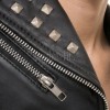 Women's Bespoke Black Leather Biker Jacket - Slim Fit Asymmetric Genuine Lambskin Studded Motorcycle Rocker Punk Edgy Moto Coat