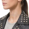 Women's Bespoke Black Leather Biker Jacket - Slim Fit Asymmetric Genuine Lambskin Studded Motorcycle Rocker Punk Edgy Moto Coat