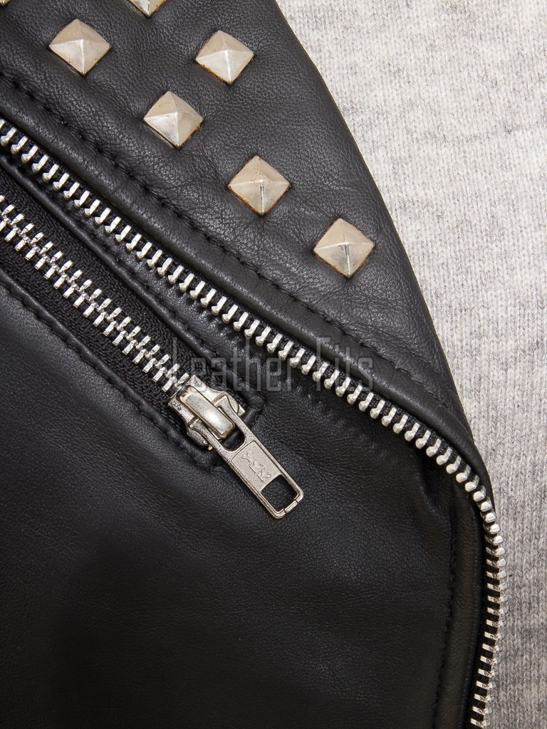 Women's Bespoke Black Leather Biker Jacket - Slim Fit Asymmetric Genuine Lambskin Studded Motorcycle Rocker Punk Edgy Moto Coat