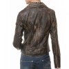 Women's Elite Brown Leather Biker Jacket - Slim Fit Asymmetric Genuine Sheepskin Studded Motorcycle Vintage Cafe Rider Moto Coat