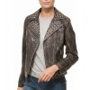 Women's Elite Brown Leather Biker Jacket - Slim Fit Asymmetric Genuine Sheepskin Studded Motorcycle Vintage Cafe Rider Moto Coat