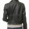 Women's Pristine Black Leather Biker Jacket - Slim Fit Asymmetric Genuine Lambskin Motorcycle Minimalist Classic Chic Moto Coat