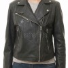 Women's Pristine Black Leather Biker Jacket - Slim Fit Asymmetric Genuine Lambskin Motorcycle Minimalist Classic Chic Moto Coat