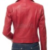 Women's Sumptuous Red Leather Biker Jacket - Slim Fit Asymmetric Genuine Lambskin Motorcycle Classic Sleek Bold Moto Coat
