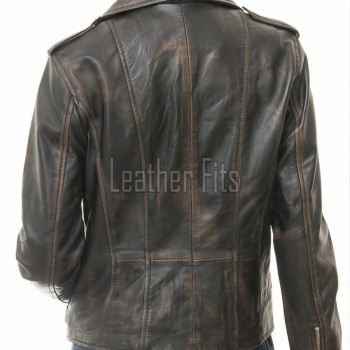 Women's Elite Brown Leather Biker Jacket - Slim Fit Asymmetric Genuine Lambskin Motorcycle Distressed Vintage Chic Moto Coat