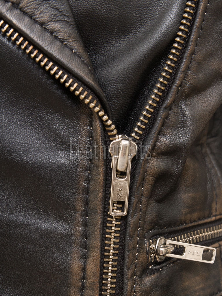 Women's Elite Brown Leather Biker Jacket - Slim Fit Asymmetric Genuine Lambskin Motorcycle Distressed Vintage Chic Moto Coat