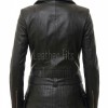 Women's Opulent Black Leather Biker Jacket - Slim Fit Asymmetric Genuine Sheepskin Motorcycle Classic Longline Belted Moto Coat