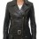 Women's Opulent Black Leather Biker Jacket - Slim Fit Asymmetric Genuine Sheepskin Motorcycle Classic Longline Belted Moto Coat