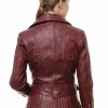 Women's Bespoke Maroon Leather Biker Jacket - Slim Fit Asymmetric Genuine Lambskin Motorcycle Classic Longline Belted Moto Coat