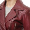 Women's Bespoke Maroon Leather Biker Jacket - Slim Fit Asymmetric Genuine Lambskin Motorcycle Classic Longline Belted Moto Coat