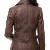 Women's Sumptuous Brown Leather Biker Jacket - Slim Fit Asymmetric Genuine Lambskin Motorcycle Classic Longline Belted Moto Coat