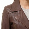 Women's Sumptuous Brown Leather Biker Jacket - Slim Fit Asymmetric Genuine Lambskin Motorcycle Classic Longline Belted Moto Coat