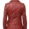 Women's Elite Brick Red Leather Biker Jacket - Slim Fit Asymmetric Genuine Sheepskin Motorcycle Classic Longline Belted Moto Coat