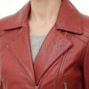Women's Elite Brick Red Leather Biker Jacket - Slim Fit Asymmetric Genuine Sheepskin Motorcycle Classic Longline Belted Moto Coat