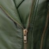 Women's Opulent Green Leather Biker Jacket - Slim Fit Asymmetric Genuine Lambskin Motorcycle Classic Longline Belted Moto Coat