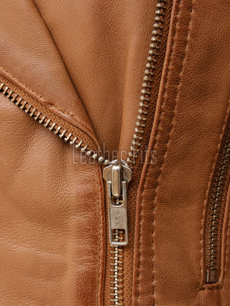 Women's Pristine Tan Leather Biker Jacket - Slim Fit Asymmetric Genuine Cowhide Motorcycle Classic Longline Belted Moto Coat
