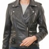 Women's Sumptuous Black Leather Biker Jacket - Slim Fit Asymmetric Genuine Lambskin Motorcycle Classic Cropped Buckle Moto Coat