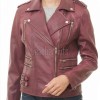Women's Sumptuous Burgundy Leather Biker Jacket - Slim Fit Asymmetric Genuine Lambskin Motorcycle Premium Cropped Buckled Moto Coat
