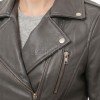 Women's Opulent Grey Leather Biker Jacket - Slim Fit Asymmetric Genuine Lambskin Motorcycle Elite Cropped Quad-Zip Moto Coat
