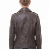 Women's Elite Brown Leather Biker Jacket - Slim Fit Asymmetric Genuine Lambskin Motorcycle Classic Cropped Quad-Zip Moto Coat
