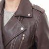 Women's Elite Brown Leather Biker Jacket - Slim Fit Asymmetric Genuine Lambskin Motorcycle Classic Cropped Quad-Zip Moto Coat