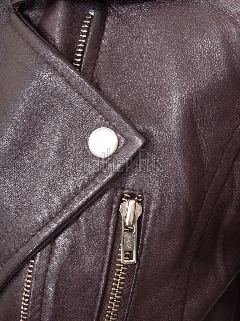 Women's Elite Brown Leather Biker Jacket - Slim Fit Asymmetric Genuine Lambskin Motorcycle Classic Cropped Quad-Zip Moto Coat