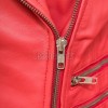 Women's High-End Red Leather Biker Jacket - Slim Fit Asymmetric Genuine Lambskin Motorcycle Classic Cropped Quad-Zip Moto Coat