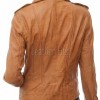 Women's Sumptuous Tan Leather Biker Jacket - Slim Fit Asymmetric Genuine Lambskin Motorcycle Classic Cropped Quad-Zip Moto Coat