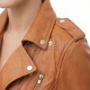 Women's Sumptuous Tan Leather Biker Jacket - Slim Fit Asymmetric Genuine Lambskin Motorcycle Classic Cropped Quad-Zip Moto Coat