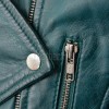 Women's Opulent Green Leather Biker Jacket - Slim Fit Asymmetric Genuine Lambskin Motorcycle Classic Cropped Quad-Zip Moto Coat