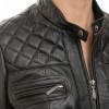 Women's Summit Luxury Black Leather Biker Jacket - Slim Fit Diamond Quilted Genuine Lambskin Classic Cafe Racer Chic Moto Coat