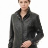 Women's Verve Luxury Black Leather Biker Jacket - Slim Fit Genuine Lambskin High Funnel Neck Minimalist Sleek Concealed Zip Rider Coat