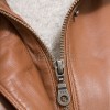 Women's Aura Luxury Tan Leather Biker Jacket - Slim Fit Genuine Lambskin High Funnel Neck Minimalist Sleek Concealed Zip Rider Coat