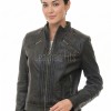 Women's Celestial Luxury Dark Brown Leather Biker Jacket - Slim Fit Genuine Lambskin Pleated Multi-Zip Cafe Racer Motorcycle Coat