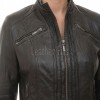 Women's Celestial Luxury Dark Brown Leather Biker Jacket - Slim Fit Genuine Lambskin Pleated Multi-Zip Cafe Racer Motorcycle Coat