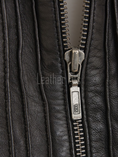 Women's Celestial Luxury Dark Brown Leather Biker Jacket - Slim Fit Genuine Lambskin Pleated Multi-Zip Cafe Racer Motorcycle Coat