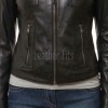Women's Celestial Luxury Dark Brown Leather Biker Jacket - Slim Fit Genuine Lambskin Pleated Multi-Zip Cafe Racer Motorcycle Coat